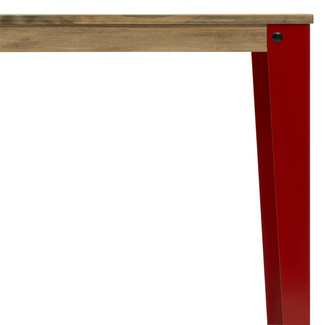 Mesa Lunds Cuadrada Industrial ECO Patas Rojas Tablero Efecto Vintage   