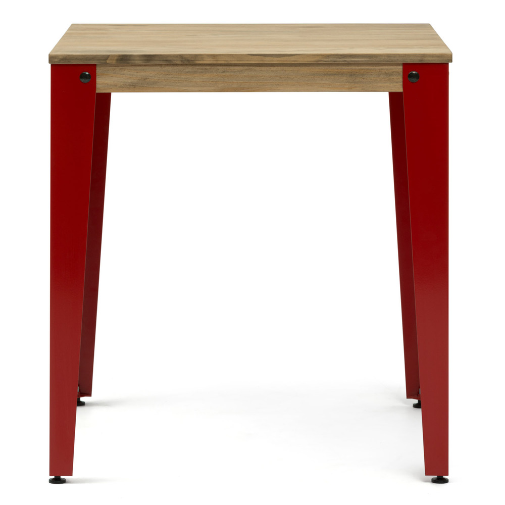 Mesa Lunds Cuadrada Industrial ECO Patas Rojas Tablero Efecto Vintage   
