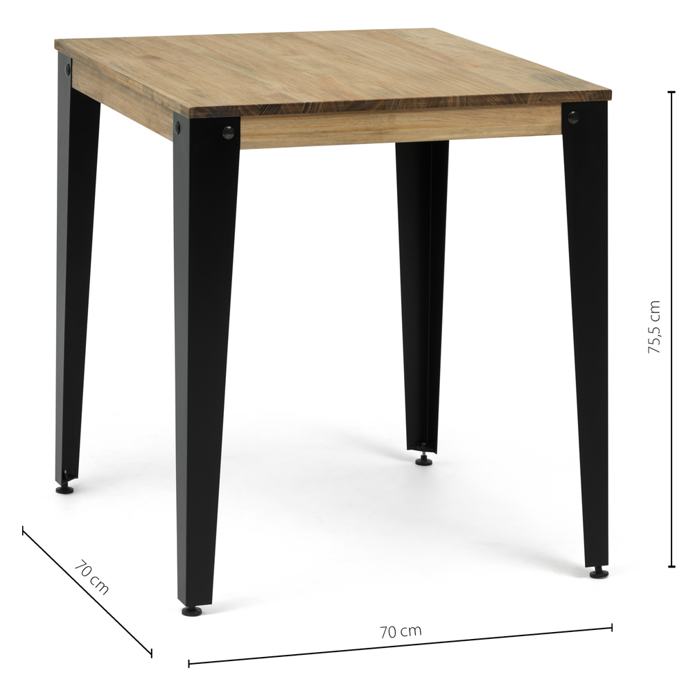 Mesa Lunds Cuadrada Industrial ECO Patas Negras Tablero Efecto Vintage 