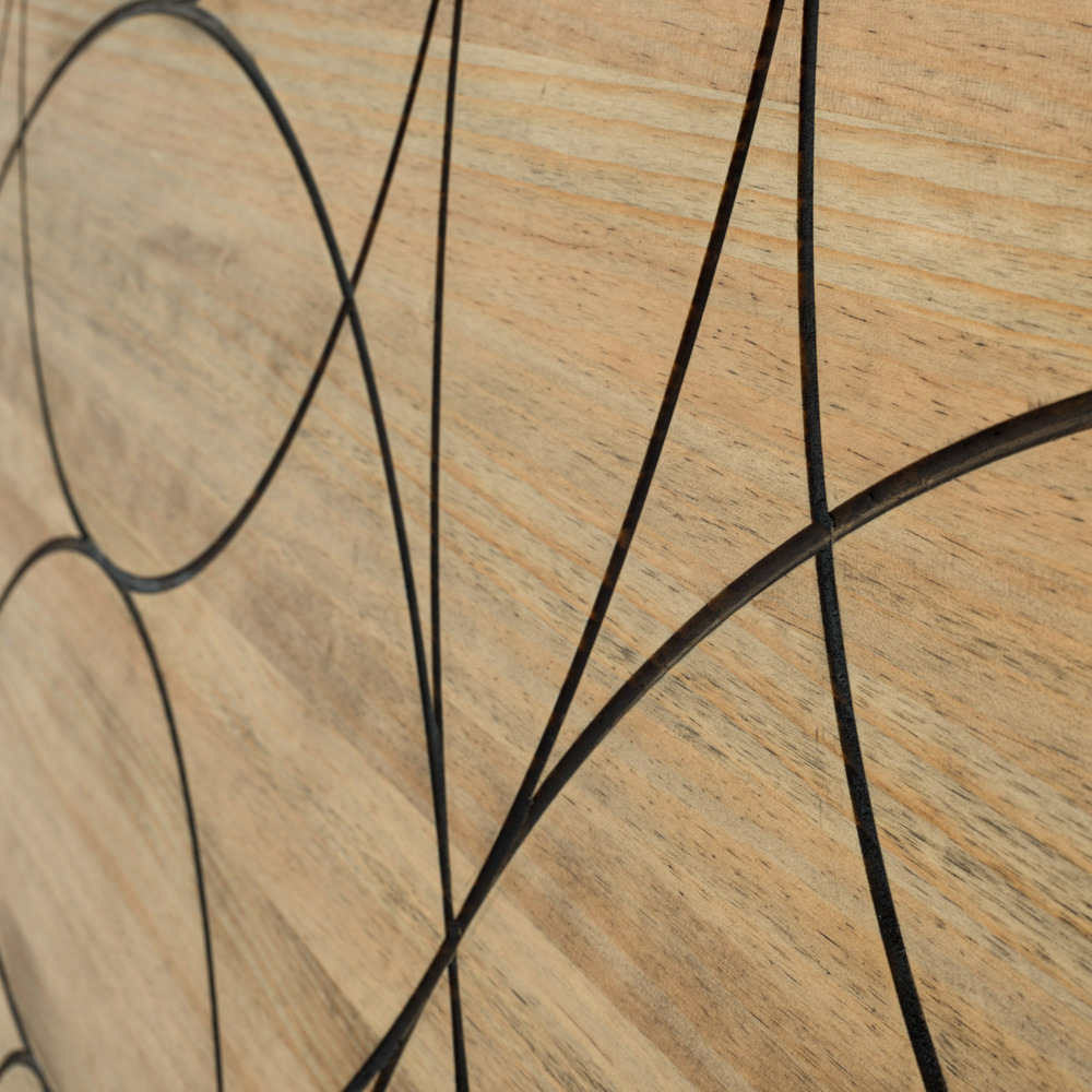 Cabecero Cama Círculos ECO de Madera de Pino Efecto Vintage 60x160 cm 