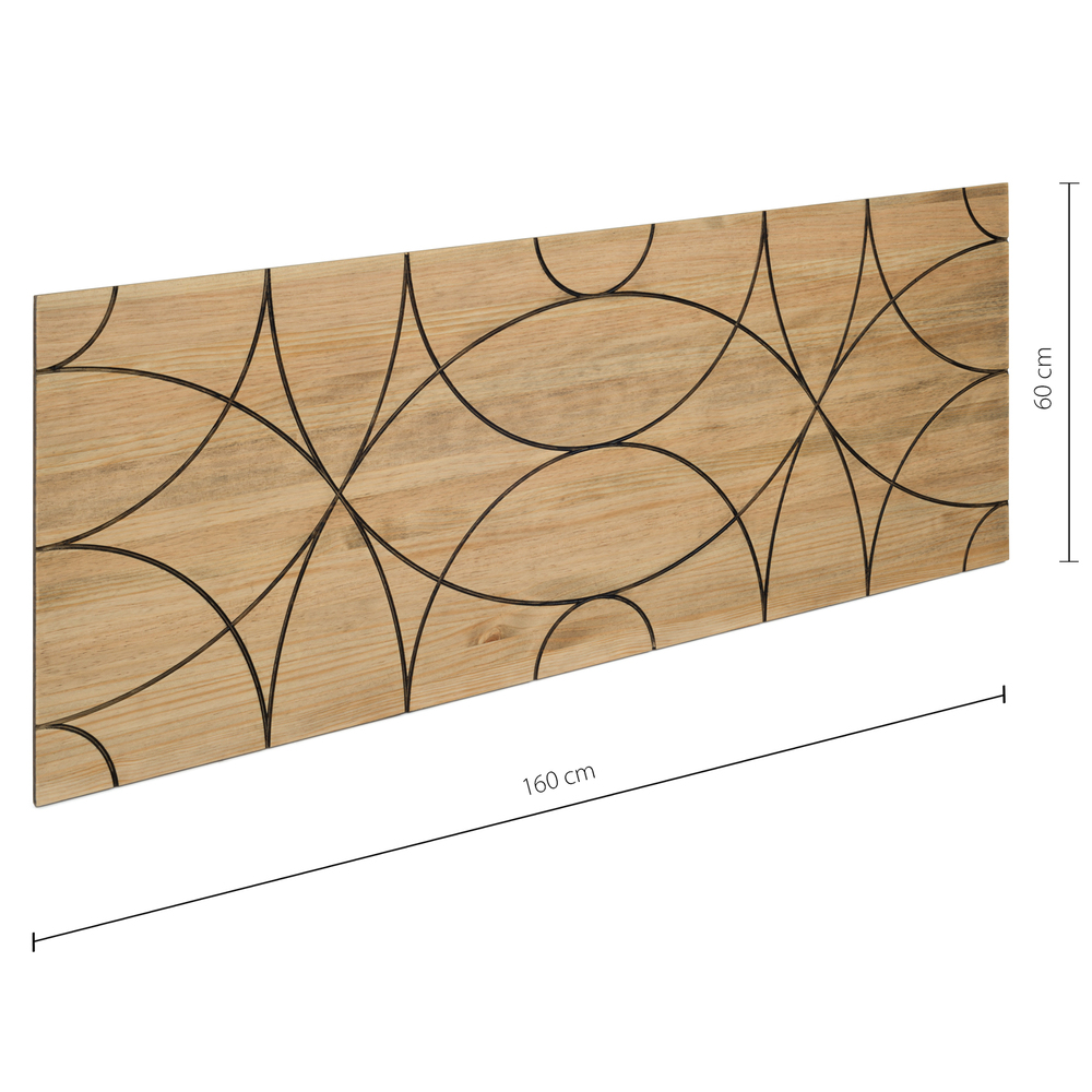 Cabecero Cama Círculos ECO de Madera de Pino Efecto Vintage 60x160 cm 