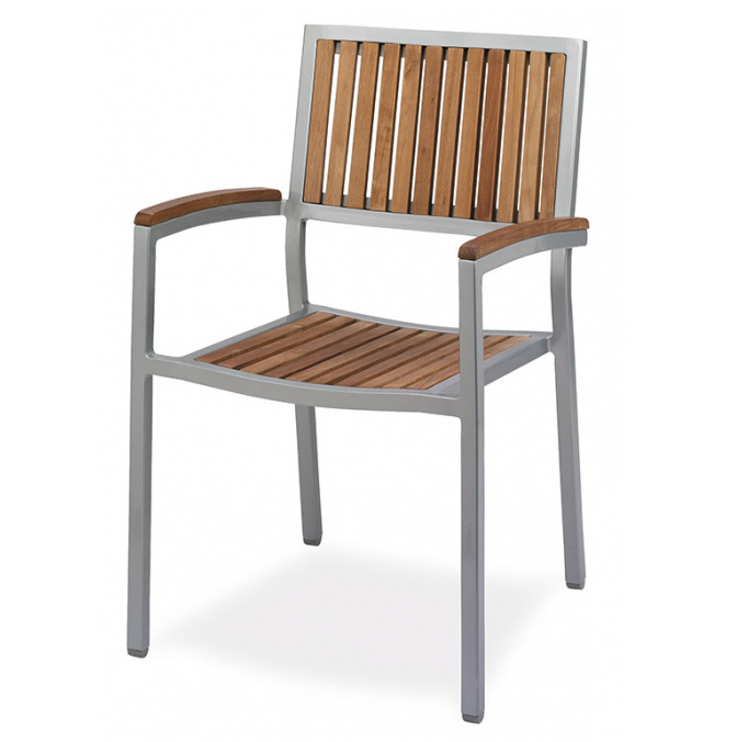 Sillón Apilable en Tubo de Aluminio y Teka Modelo 268