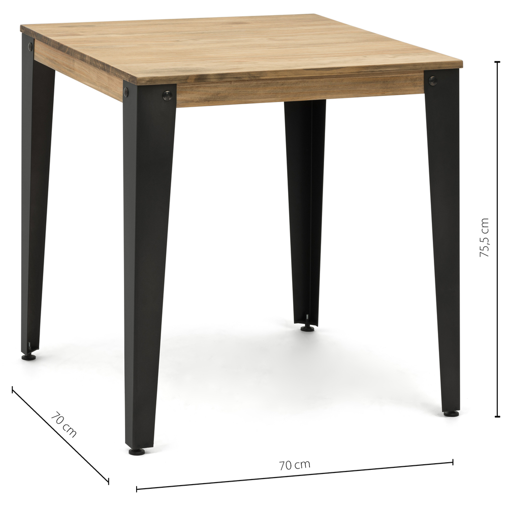Mesa Lunds Cuadrada Industrial ECO Patas Fumé Tablero Efecto Vintage