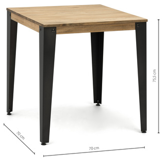 Mesa Lunds Cuadrada Industrial ECO Patas Fumé Tablero Efecto Vintage