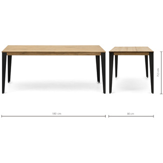 Mesa Lunds Industrial ECO Patas Fumé Tablero Efecto Vintage