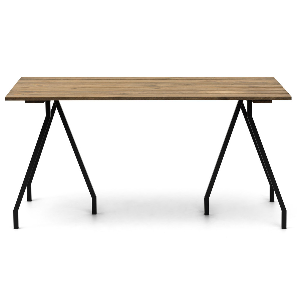 Mesa Caballete Industrial Tablero Listones Efecto Vintage ECO Patas Lacadas