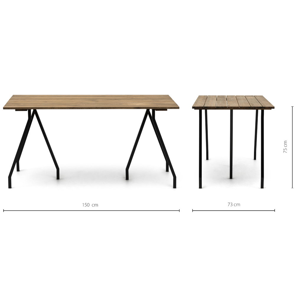 Mesa Caballete Industrial Tablero Listones Efecto Vintage ECO Patas Lacadas
