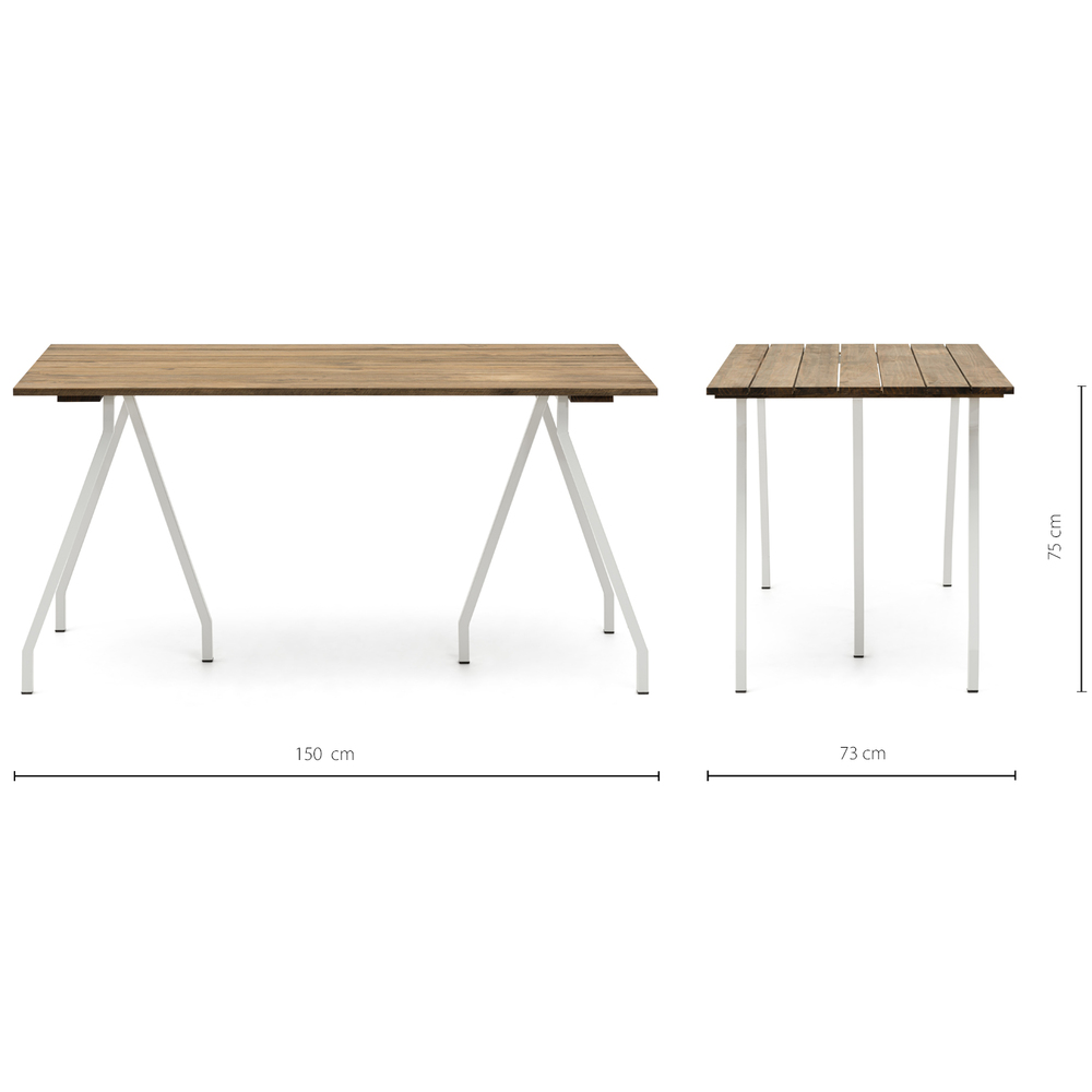 Mesa Caballete Industrial Tablero Listones Efecto Vintage ECO Patas Lacadas