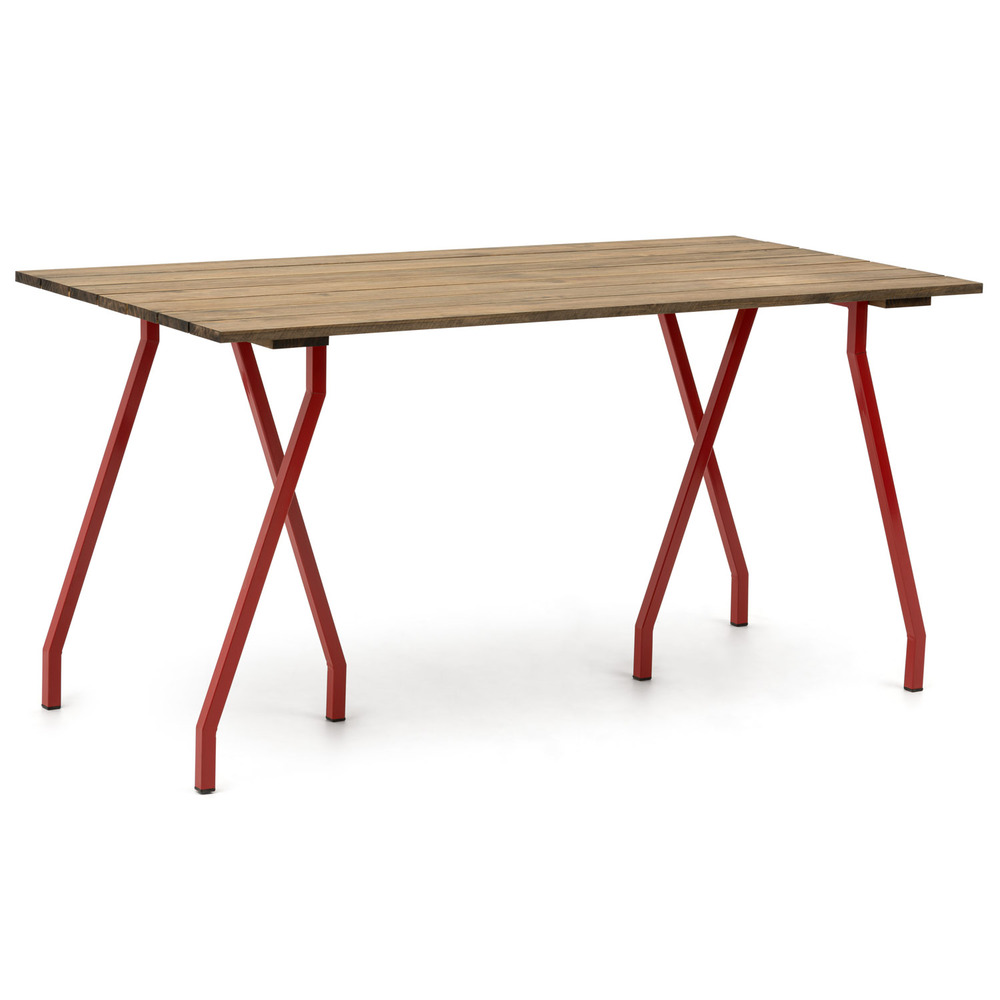 Mesa Caballete Industrial Tablero Listones Efecto Vintage ECO Patas Lacadas