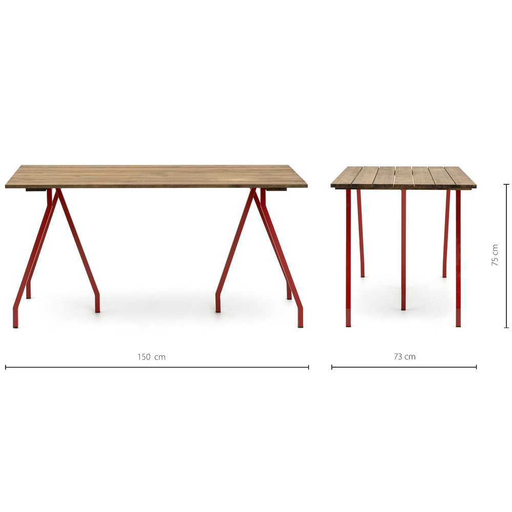 Mesa Caballete Industrial Tablero Listones Efecto Vintage ECO Patas Lacadas