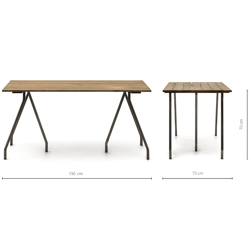 Mesa Caballete Industrial Tablero Listones Efecto Vintage ECO Patas Lacadas