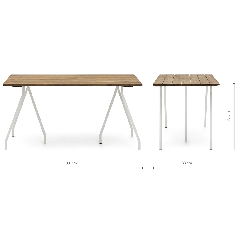 Mesa Caballete Estilo Industrial ECO Tablero en Listones Efecto Vintage Patas de Acero