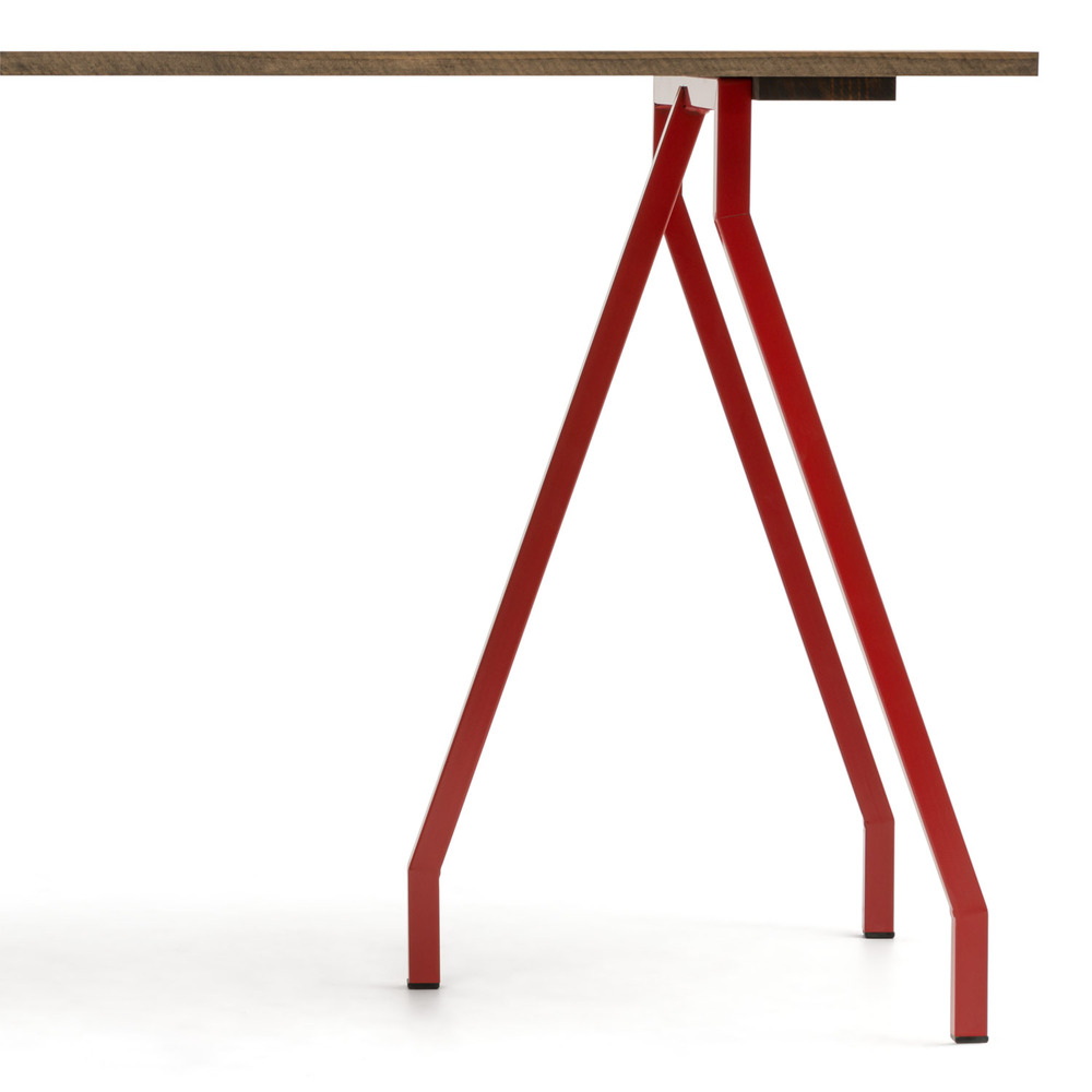 Mesa Caballete Estilo Industrial ECO Tablero en Listones Efecto Vintage Patas de Acero
