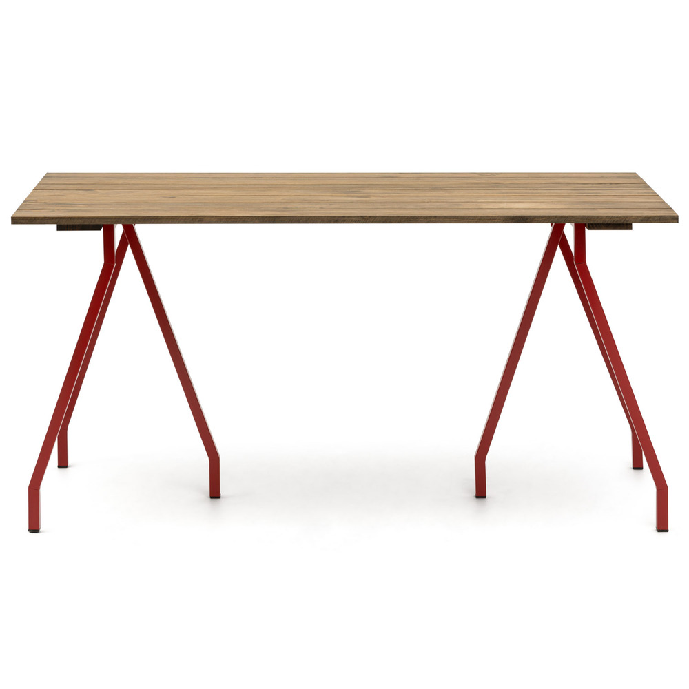 Mesa Caballete Estilo Industrial ECO Tablero en Listones Efecto Vintage Patas de Acero