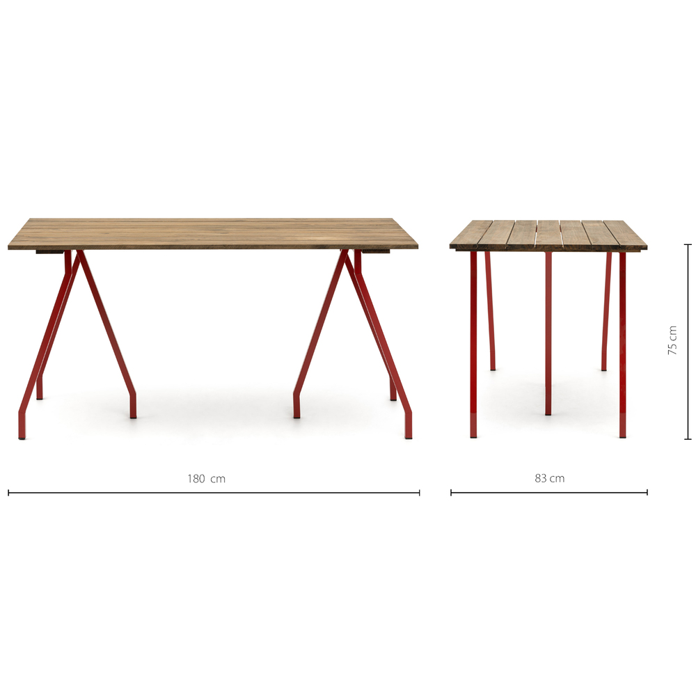 Mesa Caballete Estilo Industrial ECO Tablero en Listones Efecto Vintage Patas de Acero