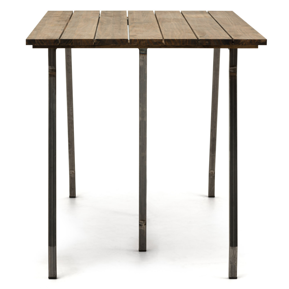 Mesa Caballete Estilo Industrial ECO Tablero en Listones Efecto Vintage Patas de Acero
