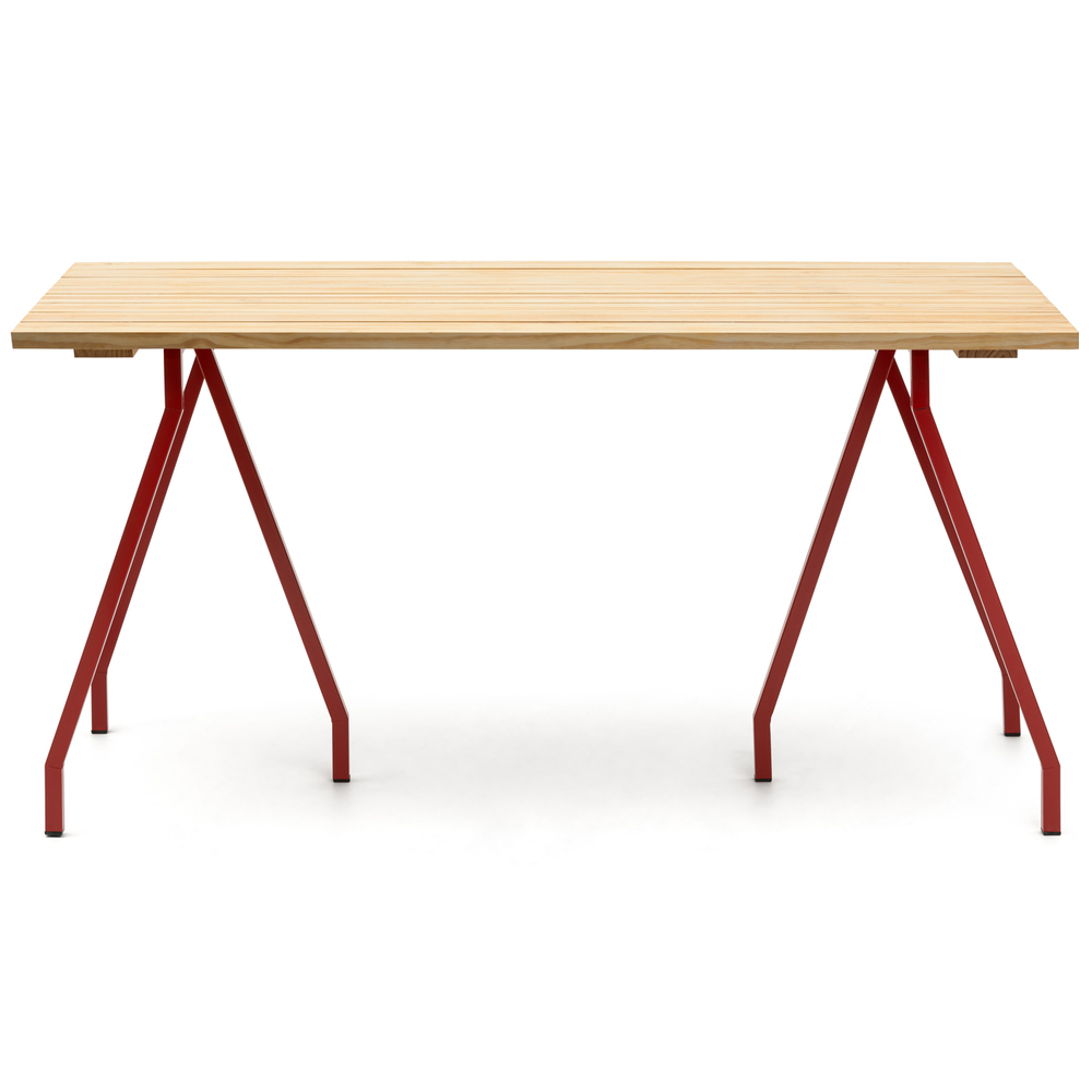 Mesa Caballete ECO Industrial Tablero en Listones Natural Patas Lacadas