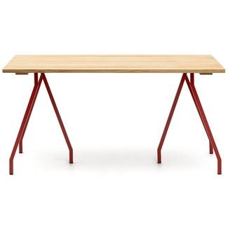Mesa Caballete ECO Industrial Tablero en Listones Natural Patas Lacadas