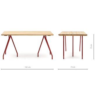 Mesa Caballete ECO Industrial Tablero en Listones Natural Patas Lacadas