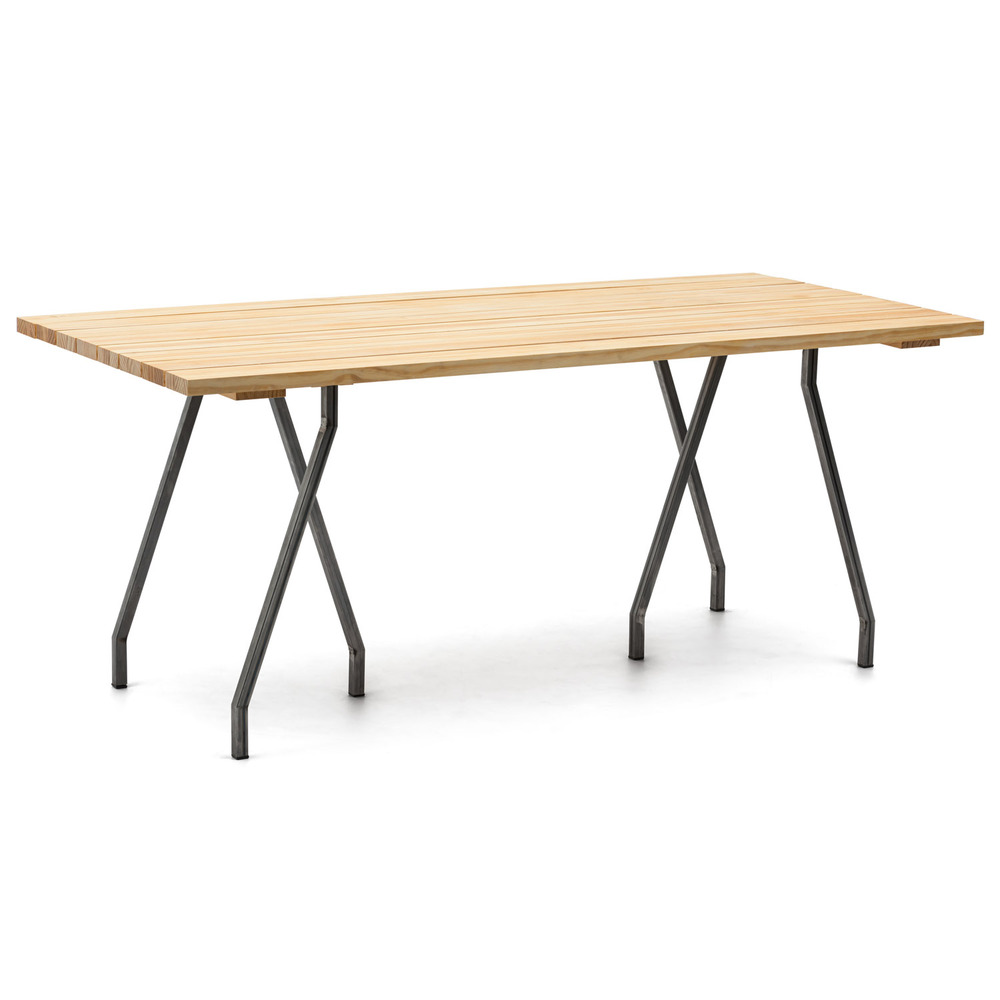 Mesa Caballete ECO Industrial Tablero en Listones Natural Patas Lacadas