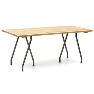 Mesa Caballete ECO Industrial Tablero en Listones Natural Patas Lacadas