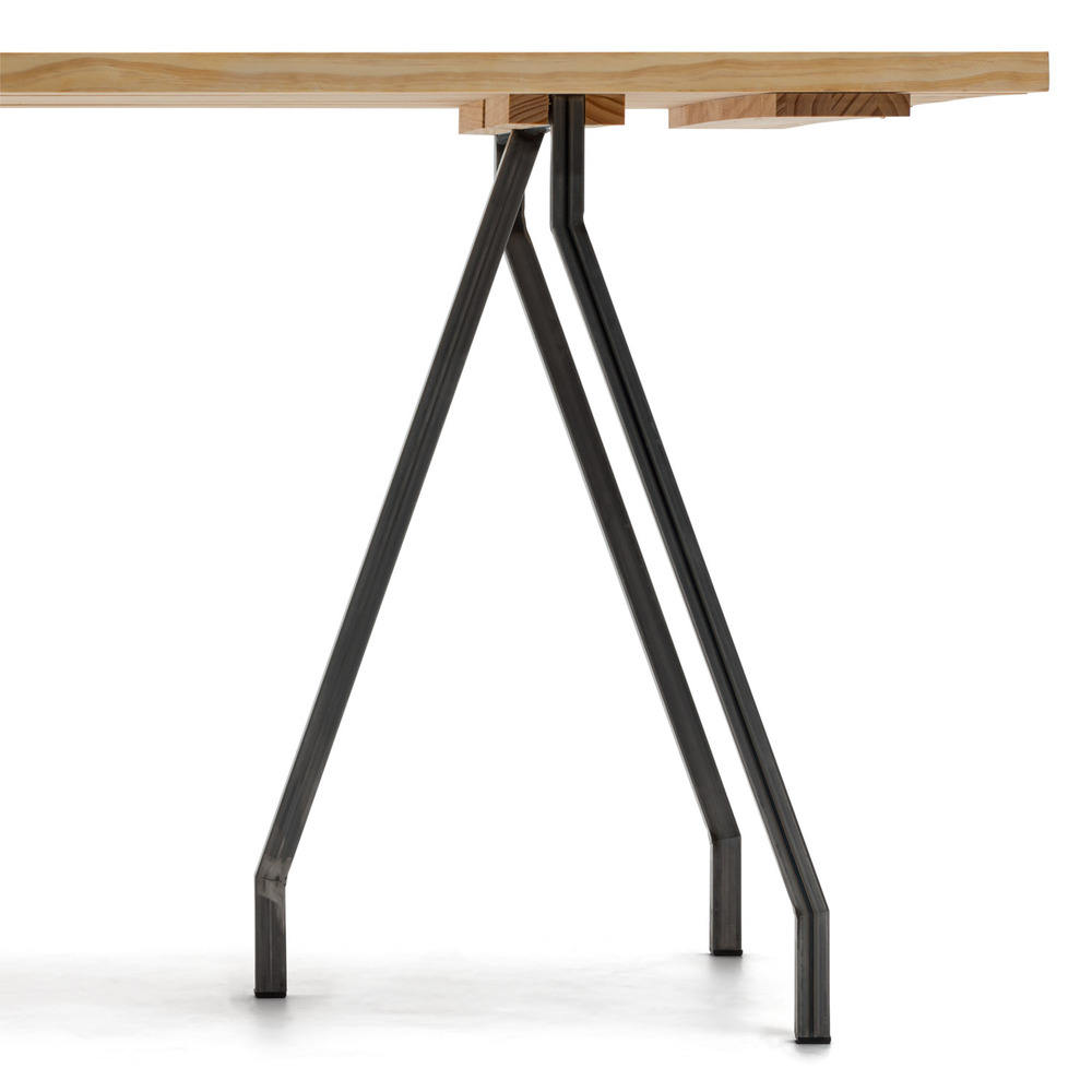 Mesa Caballete ECO Industrial Tablero en Listones Natural Patas Lacadas