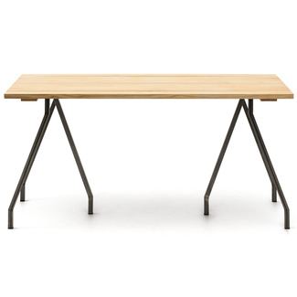 Mesa Caballete ECO Industrial Tablero en Listones Natural Patas Lacadas
