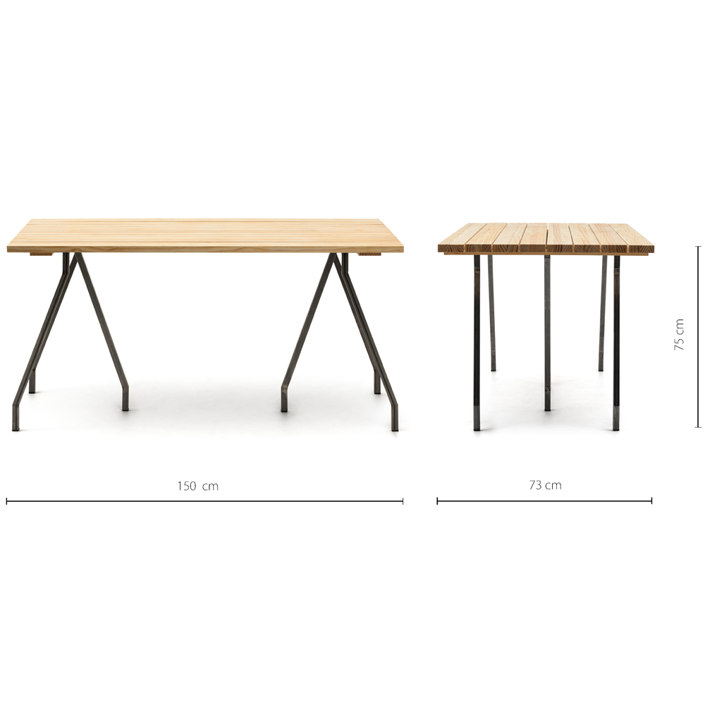 Mesa Caballete ECO Industrial Tablero en Listones Natural Patas Lacadas