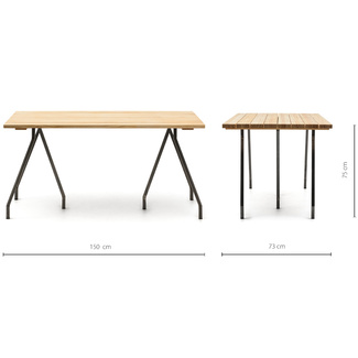 Mesa Caballete ECO Industrial Tablero en Listones Natural Patas Lacadas
