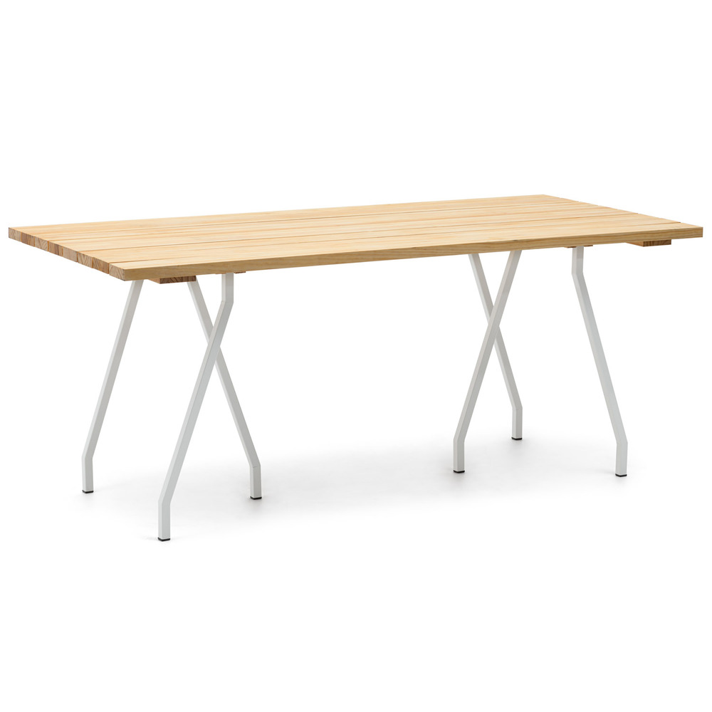 Mesa Caballete ECO Industrial Tablero en Listones Natural Patas Lacadas