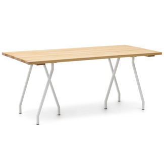 Mesa Caballete ECO Industrial Tablero en Listones Natural Patas Lacadas