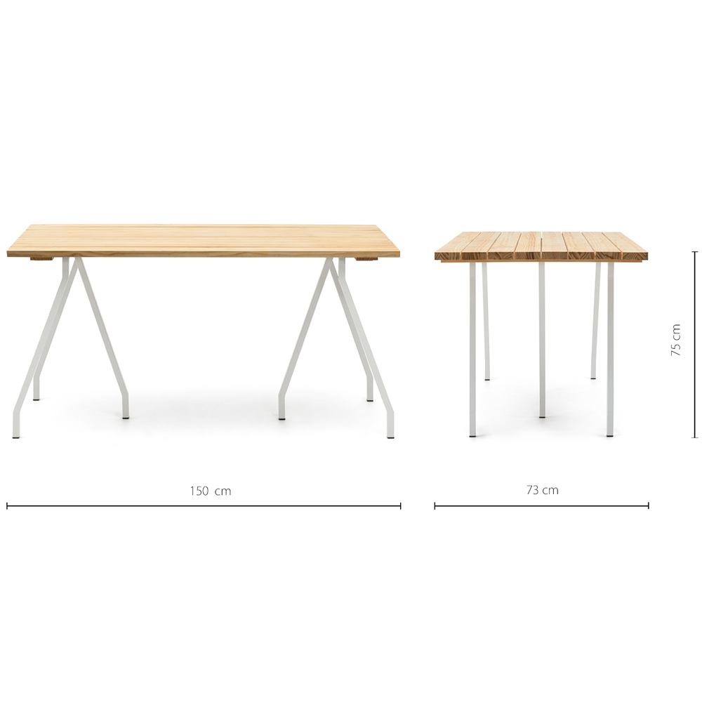Mesa Caballete ECO Industrial Tablero en Listones Natural Patas Lacadas