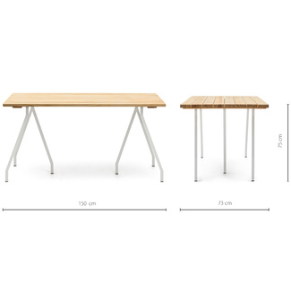 Mesa Caballete ECO Industrial Tablero en Listones Natural Patas Lacadas