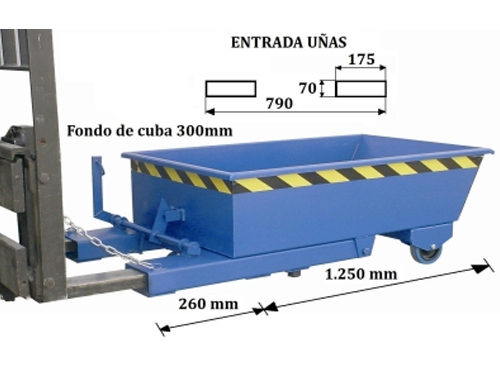 Contenedor Basculante Tipo Volquete 300 litros con Ruedas de Goma Azul 
