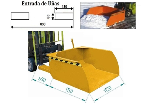 Pala Recogida Granel 750 litros para Carretilla