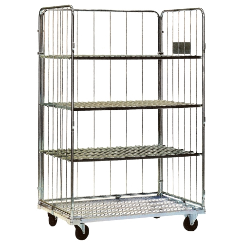 Cestón Industrial Galvanizado 3 Baldas con Ruedas de Nylon