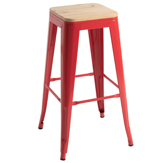 Taburete Meyer de Acero y Asiento Madera Natural 