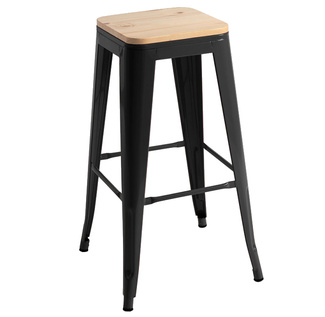 Taburete Meyer de Acero y Asiento Madera Natural 