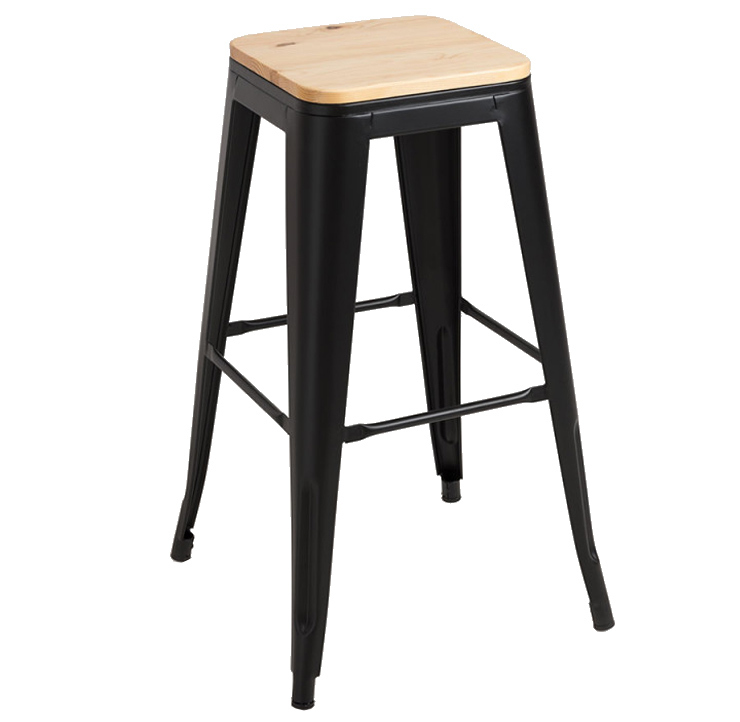 Taburete Meyer de Acero y Asiento Madera Natural 