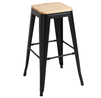 Taburete Meyer de Acero y Asiento Madera Natural 