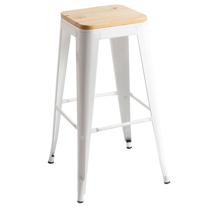 Taburete Meyer de Acero y Asiento Madera Natural 