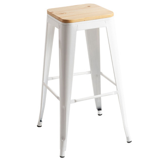 Taburete Meyer de Acero y Asiento Madera Natural 