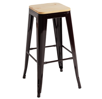 Taburete Meyer de Acero y Asiento Madera Natural 