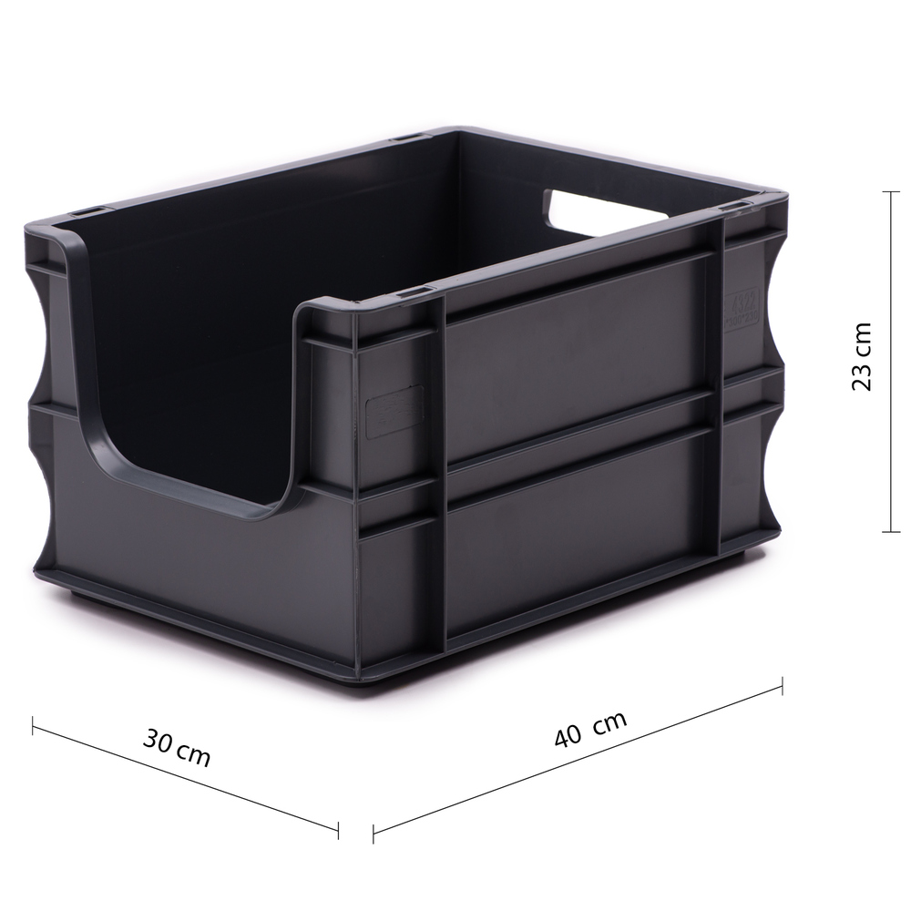 Caja Eurobox Frente Abierto 40 x 30 x 23 Gris Ref.SPK 4322OF