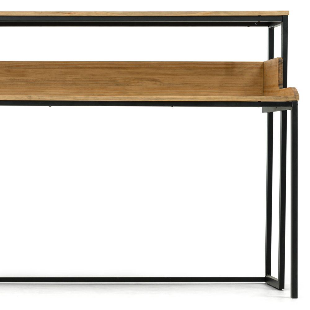 Mesa de Estudio Swindon ECO Industrial Negra Madera Envejecida Box Furniture