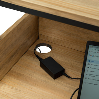 Mesa de Estudio Swindon ECO Industrial Negra Madera Envejecida Box Furniture