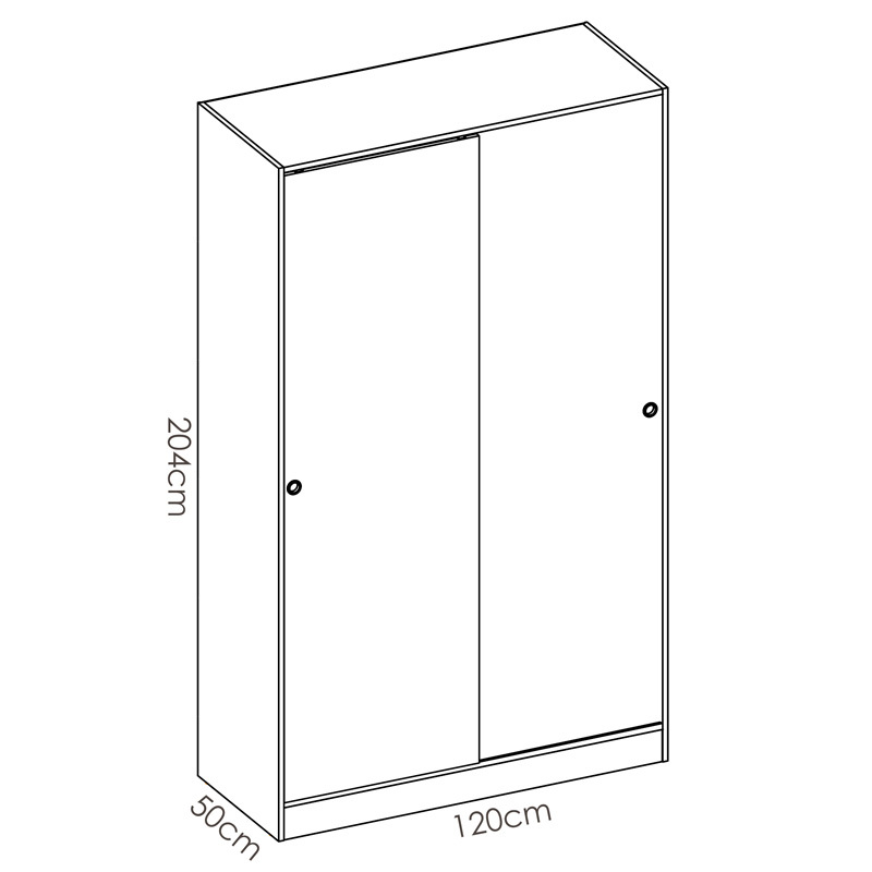 Armario Slide 2 Puertas Correderas Plus Bicolor 50 x 120 x 204 cm