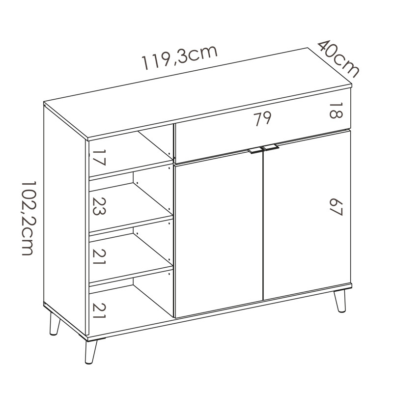 Mueble Auxiliar Wok con 2 Puertas y 1 Cajón