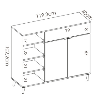 Mueble Auxiliar Wok con 2 Puertas y 1 Cajón