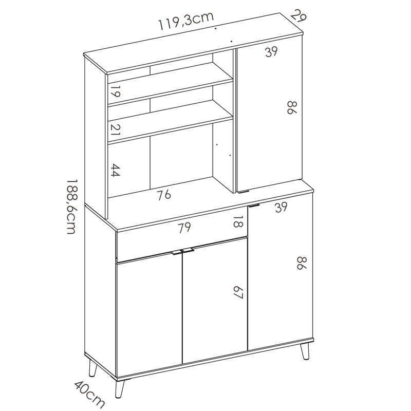 Mueble Auxiliar Wok con 4 Puertas y 1 Cajón